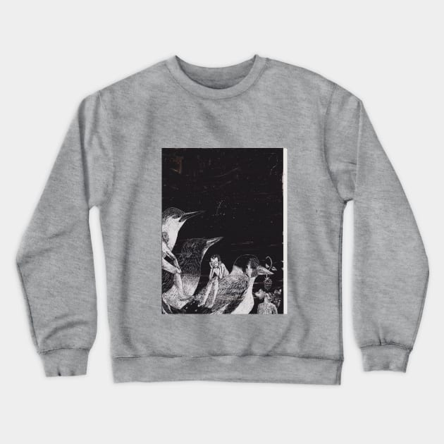 Boy with birds Crewneck Sweatshirt by DanaBrenner